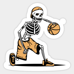 Cool skeleton basketball player dribbling Sticker